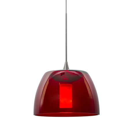 Besa Lighting Spur Cord Pendant, Red, Satin Nickel, 1x5W LED 1XT-SPURRD-LED-SN